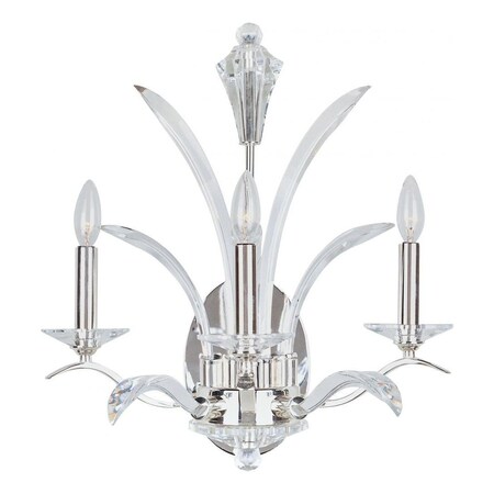 Maxim Three Light Plated Silver Beveled Crystal Glass Wall Light 39942BCPS